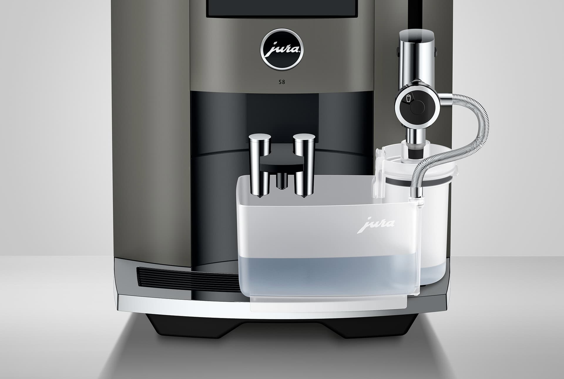 Melksysteem en waterfilter van de S8 Dark Inox