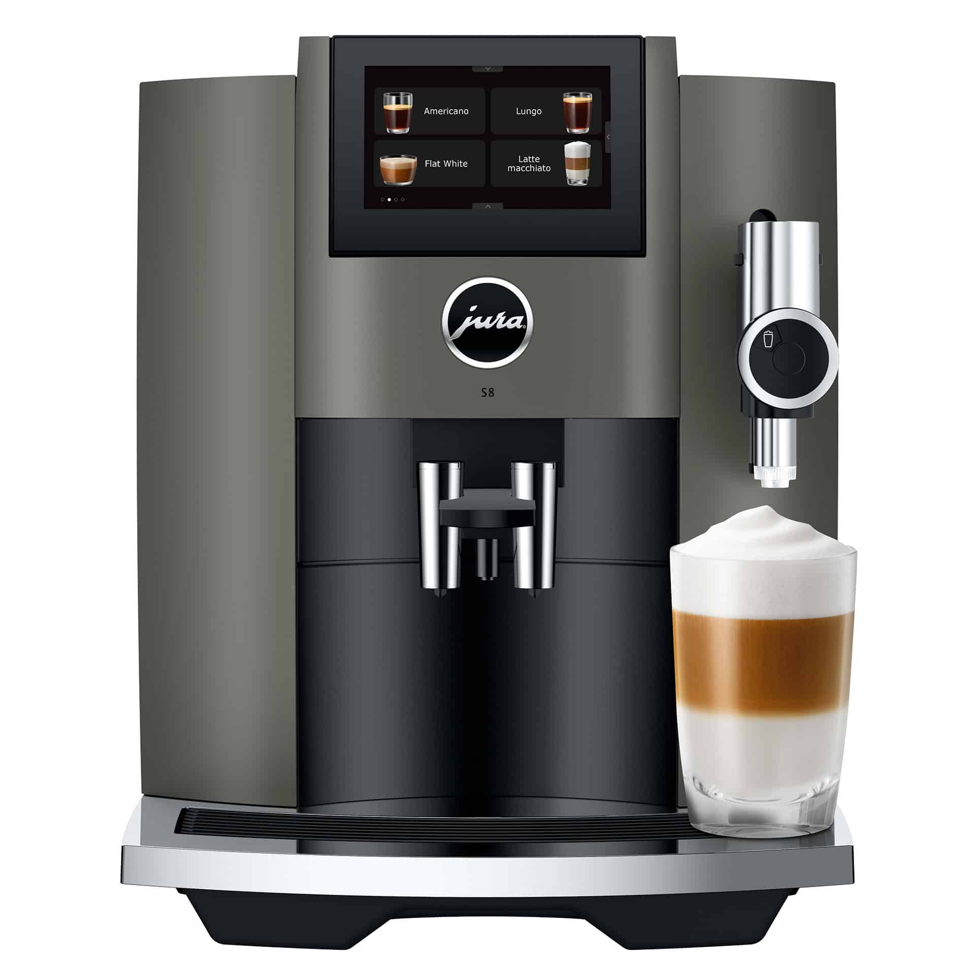 Latte macchiato uit de S8 Dark Inox