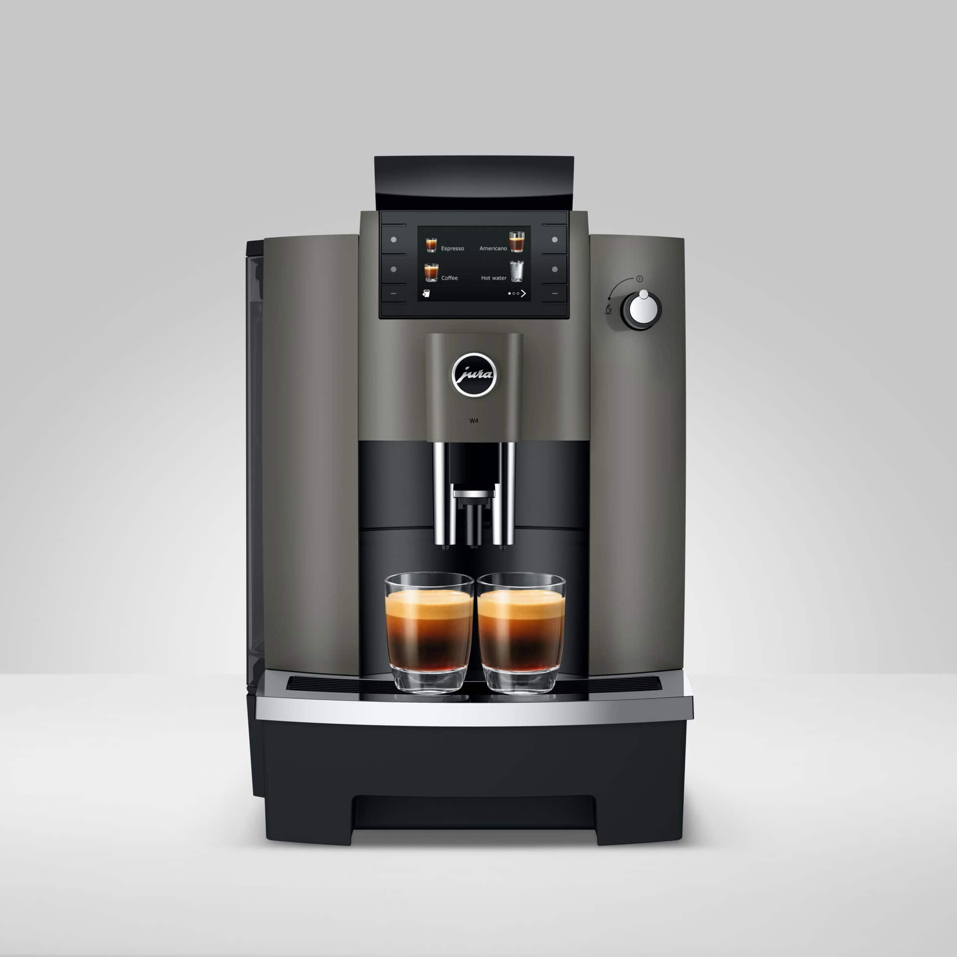 Hoogwaardige Jura koffiemachine voor barista-kwaliteit koffie thuis of op kantoor. Geschikt voor espresso, americano, koffie en meer, met gebruiksvriendelijk touchscreen en dubbele glazen voor perfecte koffiebeleving.