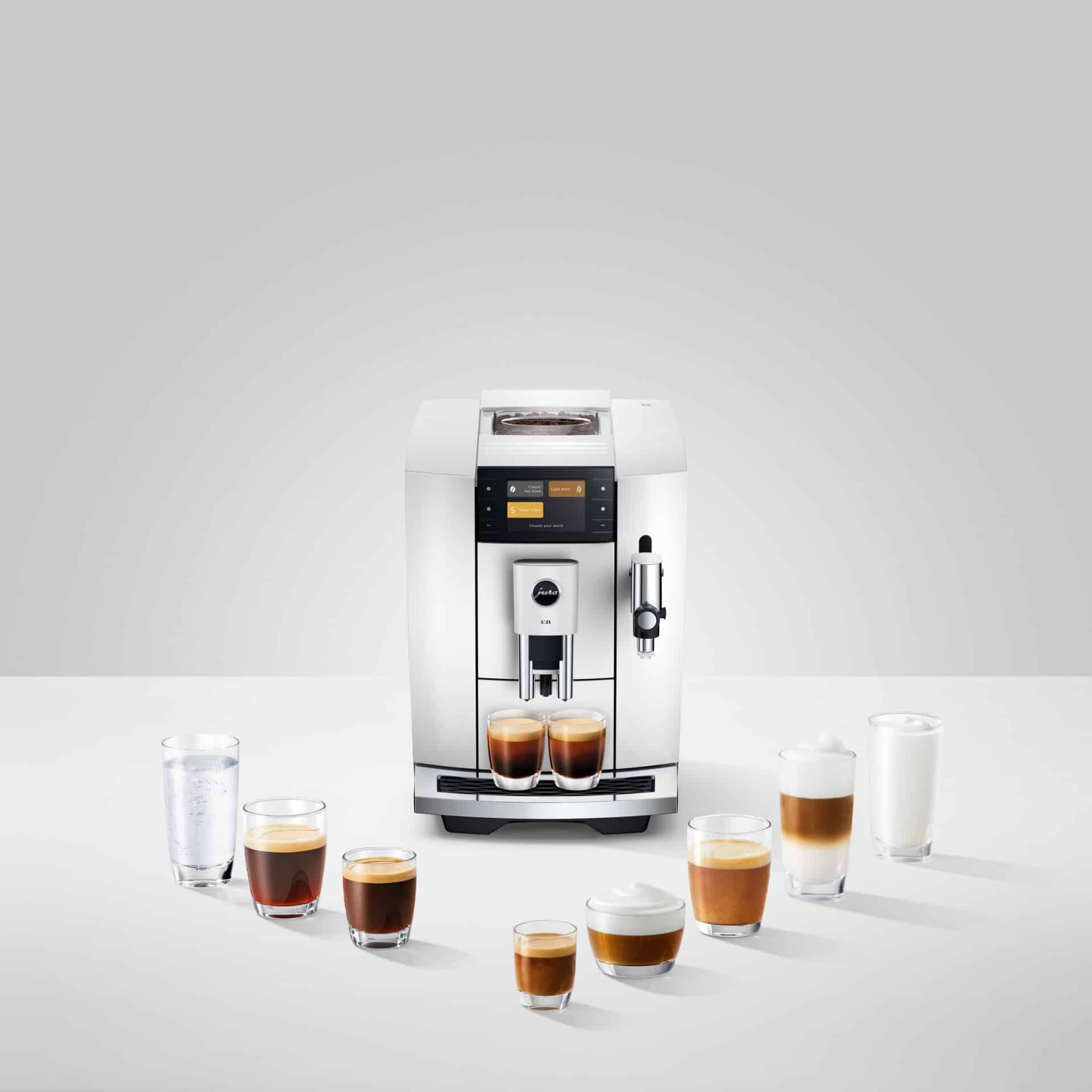 E8 Piano White met ruime keuze aan koffiespecialiteiten