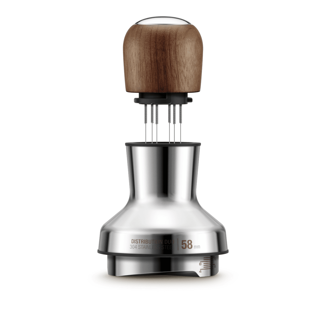 Zilveren koffie- en theemolen met houten handvat, ideaal voor vers malen van koffiebonen en thee, bij Koffie Thee Lokaal Delicious voor een optimale smaakbeleving.