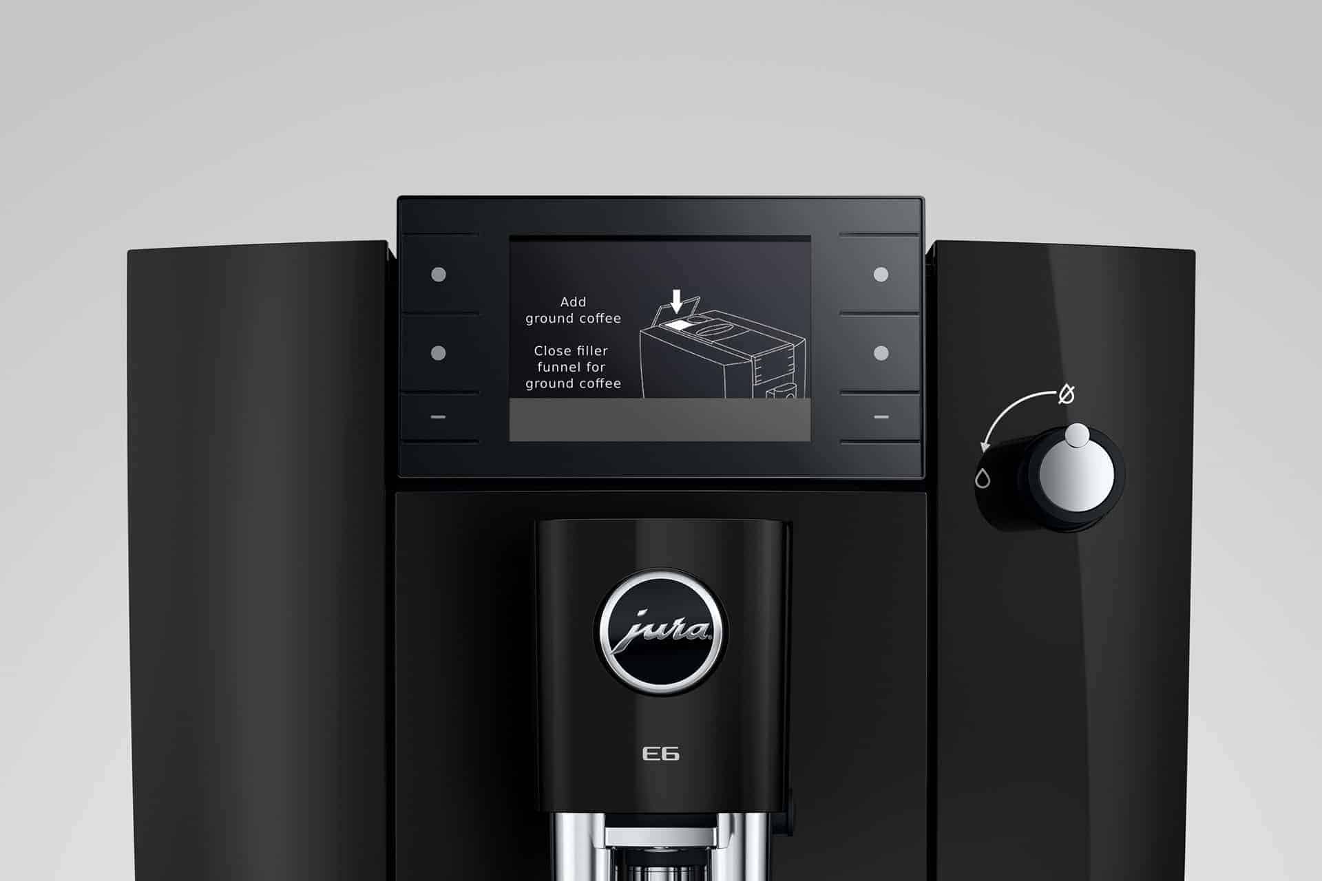 E6 Piano Black met keuze voor gemalen koffie