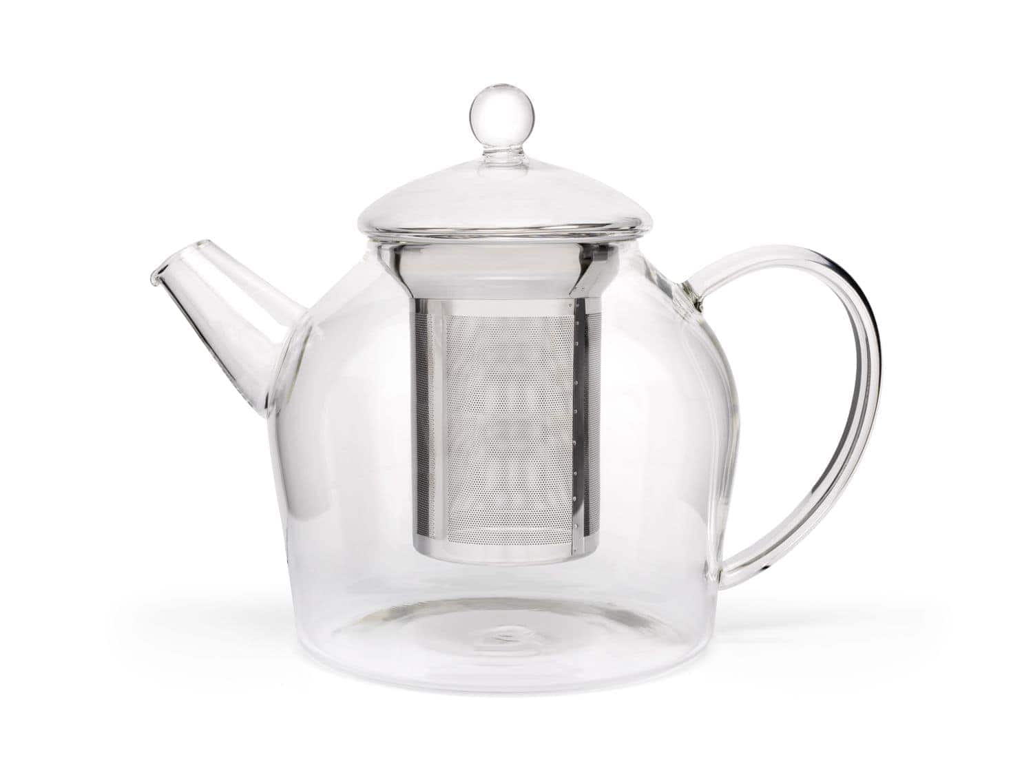 Kristallen theepot met ingebouwde theefilter, elegant en transparant, perfect voor theeliefhebbers en horecagelegenheden.