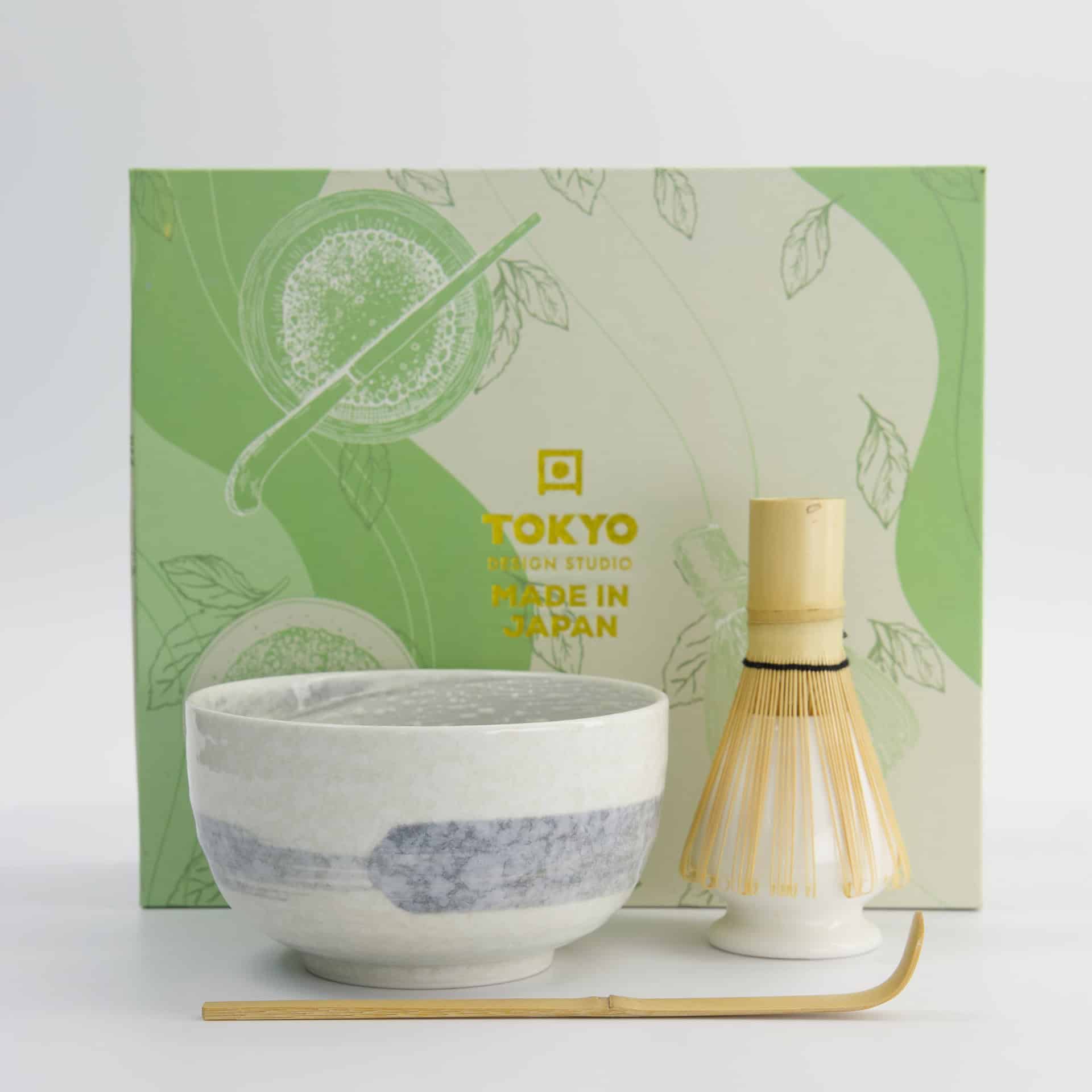 Matcha Giftset Hayase White complete set matchakom bamboe klopper schepje klopperhouder De Heeren van 17