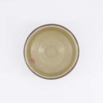 Matcha Bowl Shino Oribe bovenaanzicht groen oranje glazuur detail stoneware