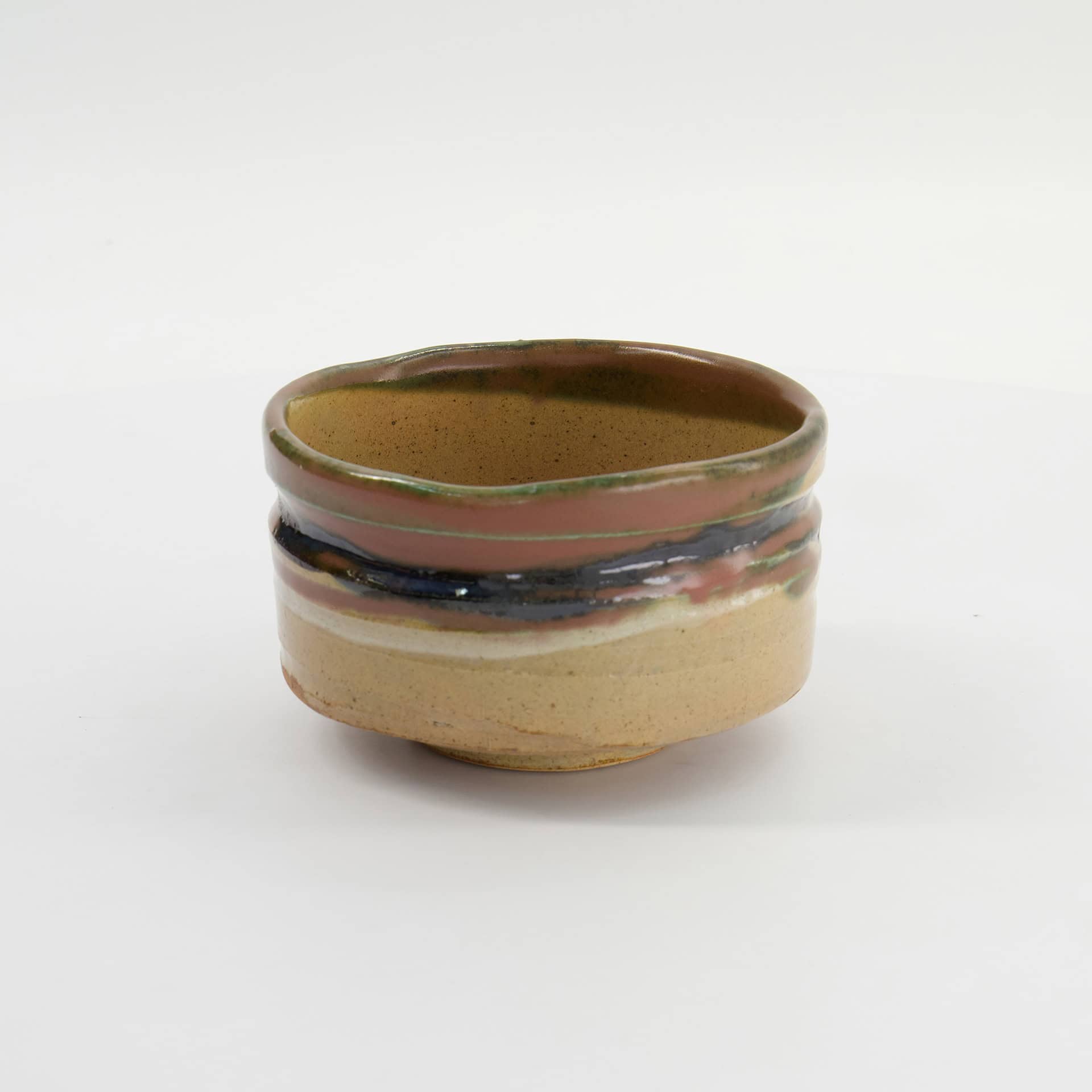Matcha Bowl Cha Oribe stoneware groen bruin Japanse chawan matchakom De Heeren van 17