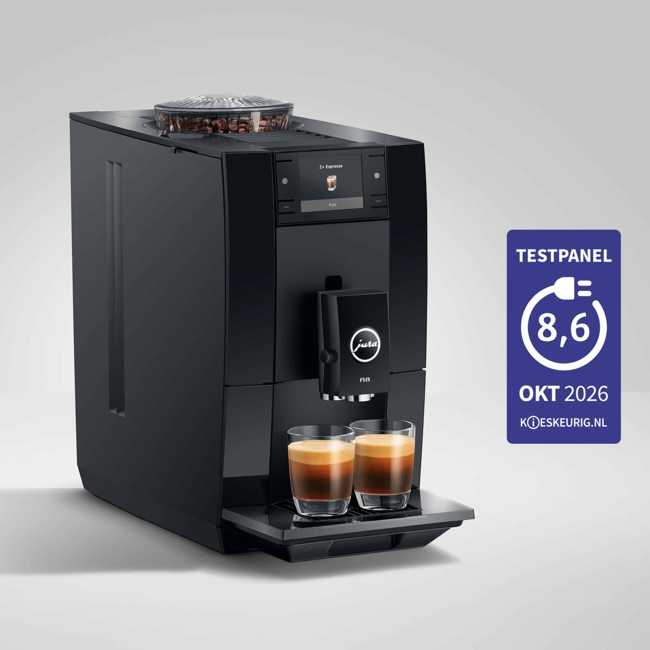 JURA A8 Piano Black scoort 8,6 bij Kieskeurig testpanel