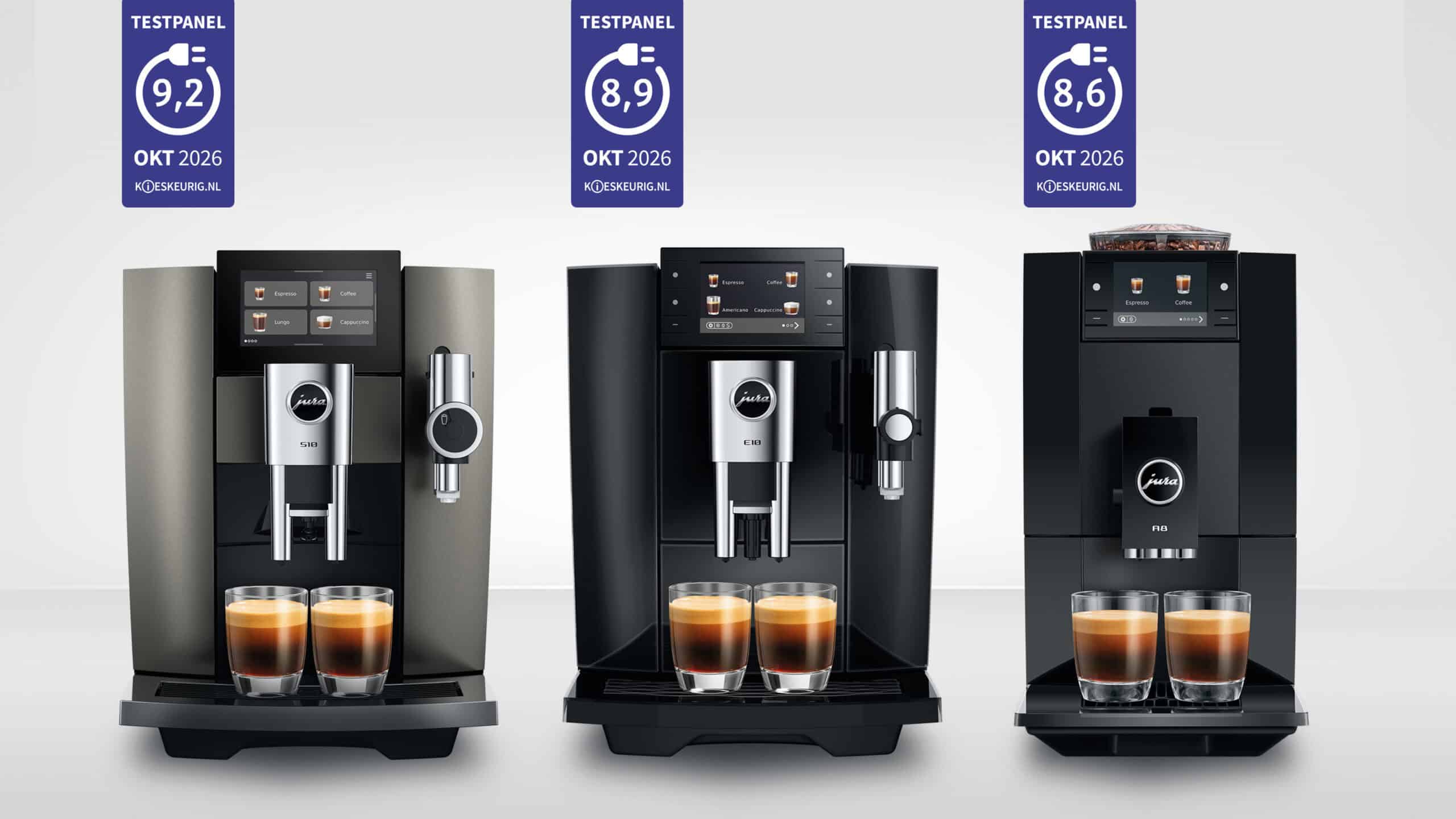 JURA S10, E10 en A8 scoren top bij Kieskeurig testpanel